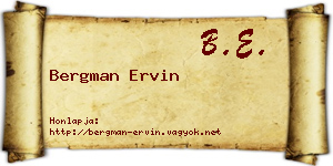 Bergman Ervin névjegykártya